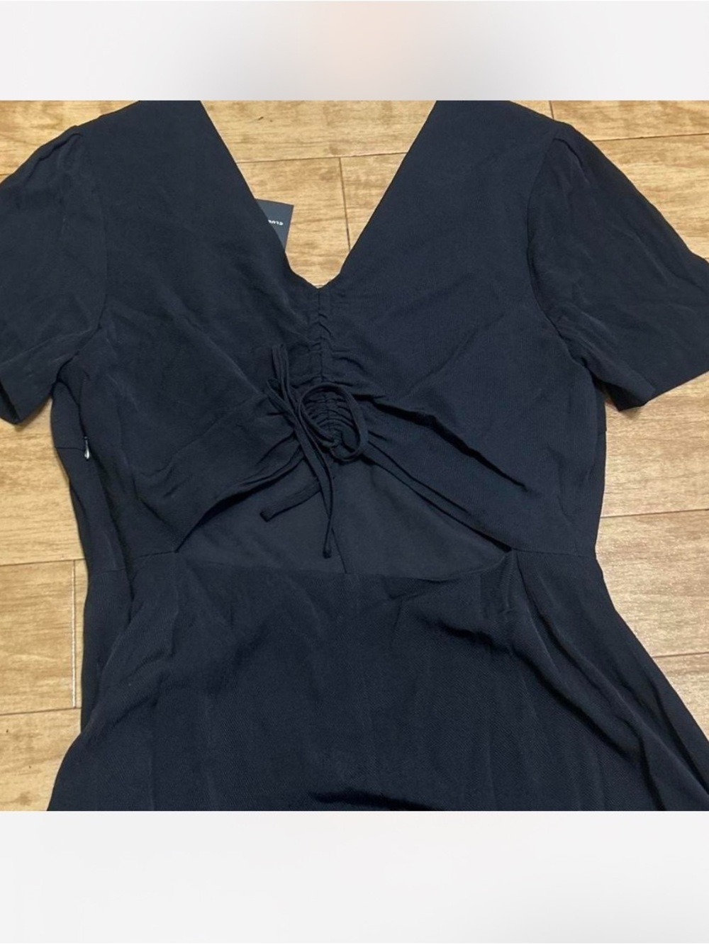 Club Monaco Black V-Neck A-Line Mini Dress - Picture 4 of 8